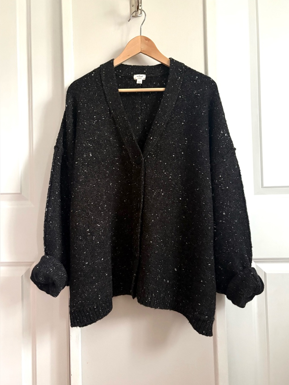 Aritzia Wilfred Oversized Cardigan | Salt & Pepper Knit | Size L